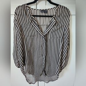 SEDUCTIONS Sheer stripped blouse